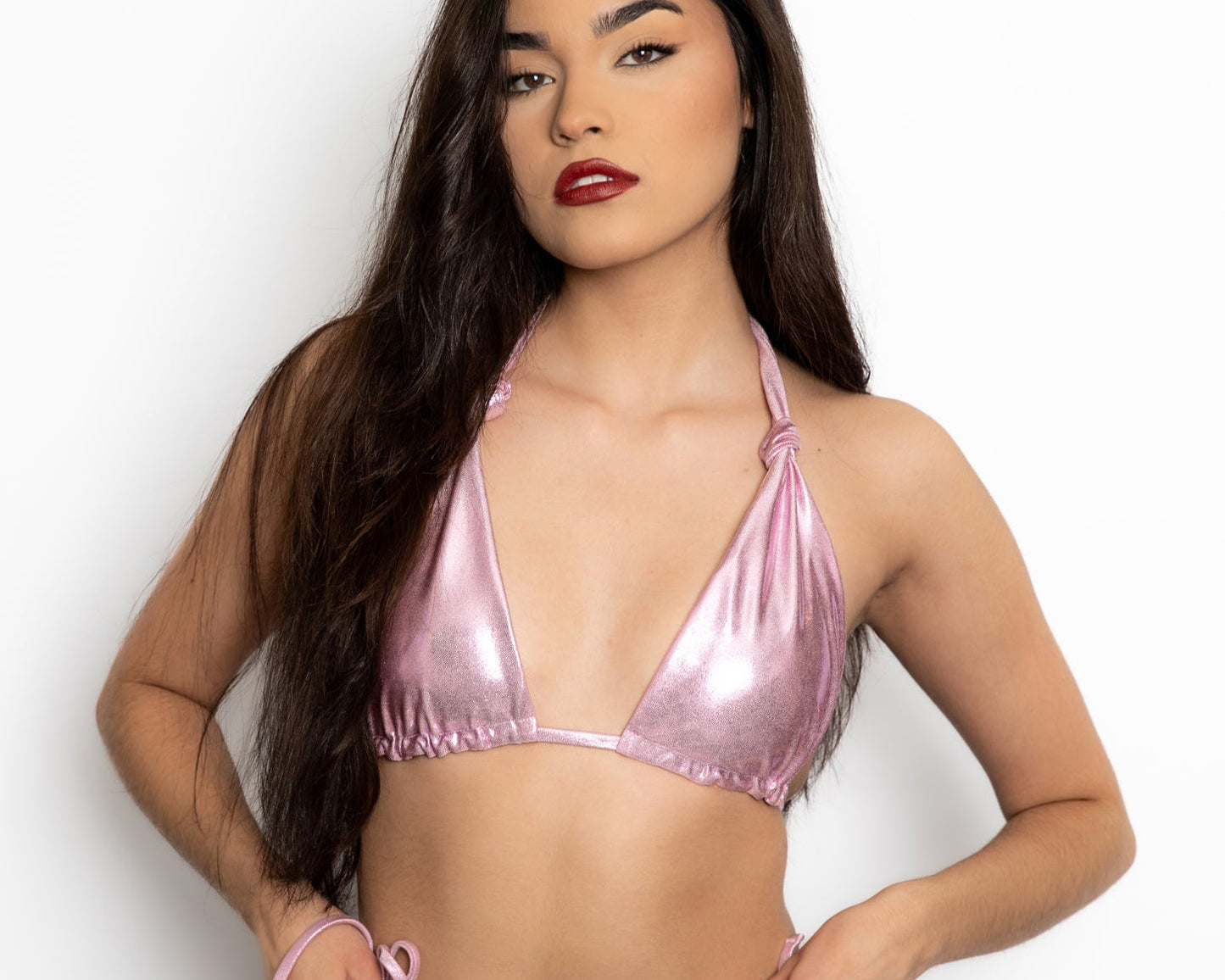 Beset Sexy Triangle Bikini Set – Metallic Glamour Meets Adjustable Comfort