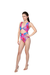 Lyra Full Coverage High Waisted Front Twist One Piece Swimsuit