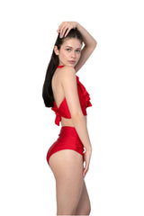 Zenia High Waisted Slimming Ruffle Bikini